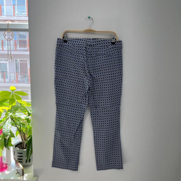 J. Crew Blue Print Campbell Cropped Trouser Pants Size 10 - Picture 5 of 5